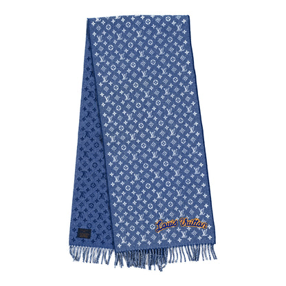 Louis Vuitton Wool Cashmere Denimbellished City Scarf Blue 2 of 3