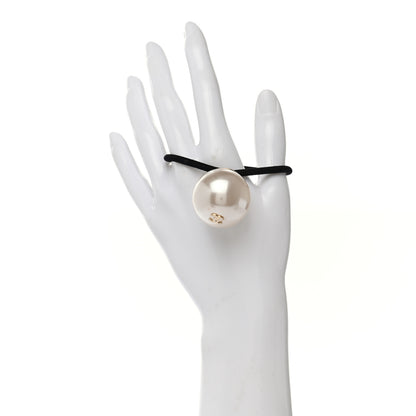 Chanel Pearl CC Hair Tie Black White 2 of 4