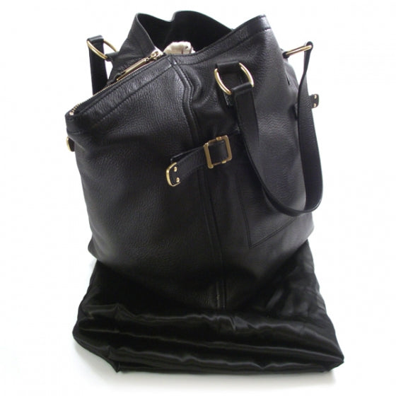 Leather Large Downtown Tote Black