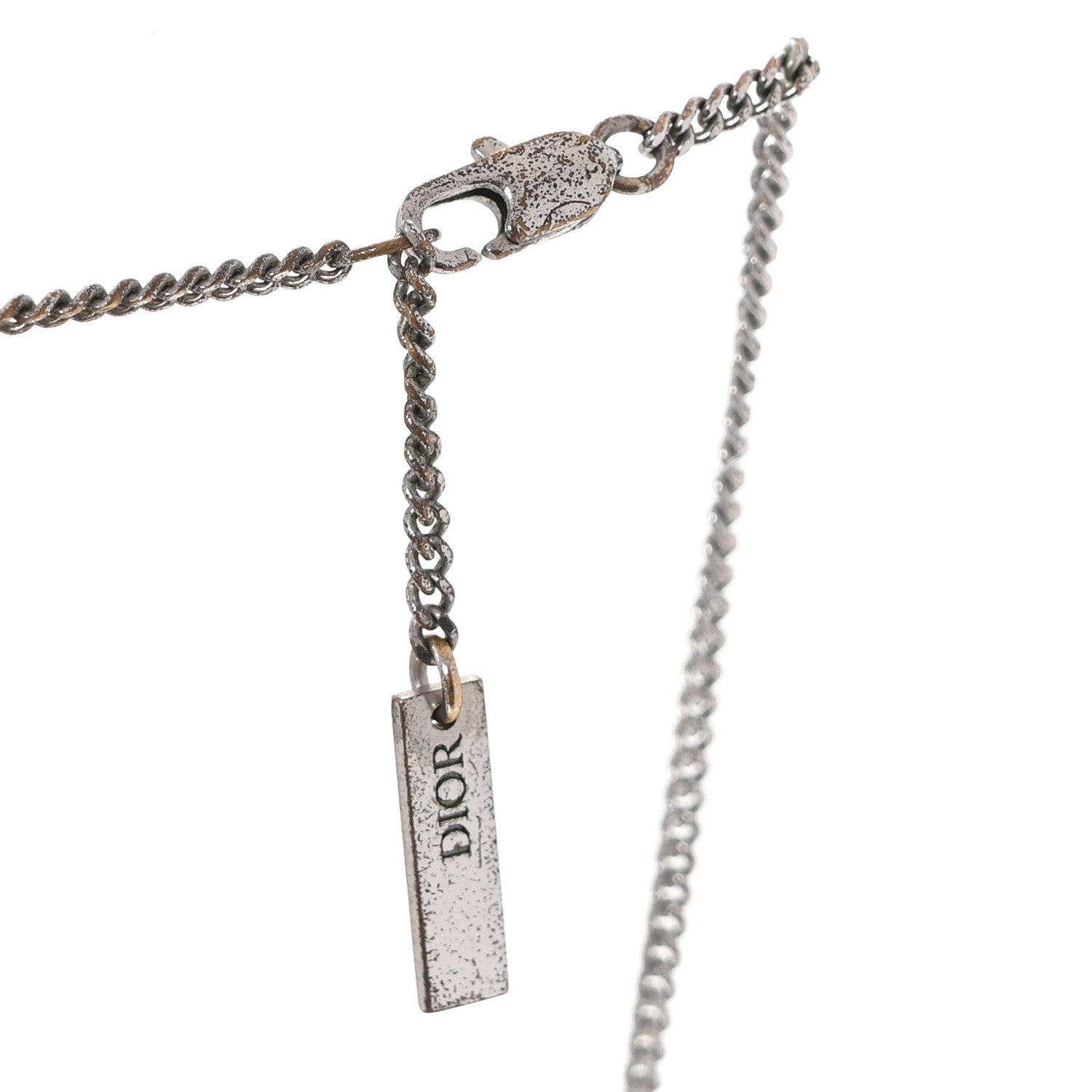 Christian Dior X SORAYAMA Metal Logo Necklace Silver Gold 4 of 5