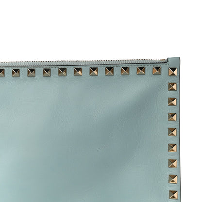 Valentino Garavani Vitello Large Rockstud Zip Pouch Sky Sorbet 8 of 11