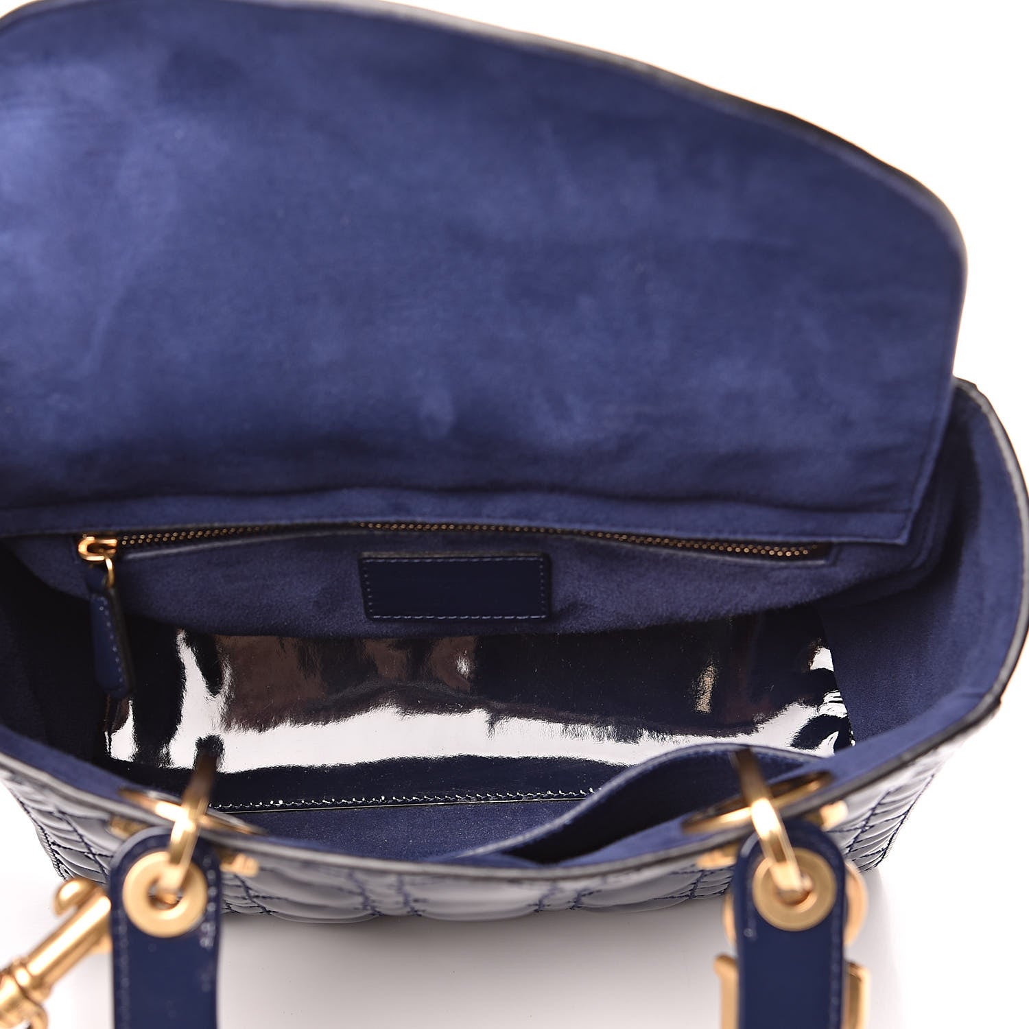 Christian Dior Patent Cannage Medium Lady Dior Navy Blue 5 of 10