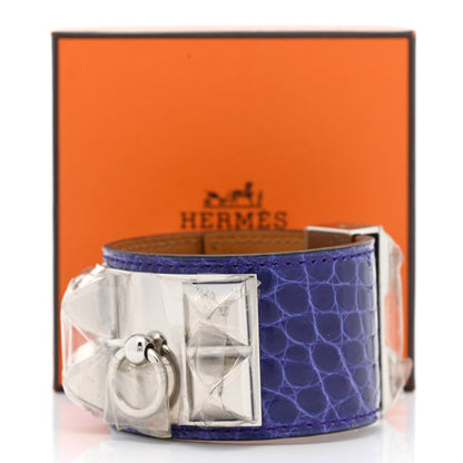 Hermes Shiny Alligator Collier De Chien CDC Bracelet S Bleu Electrique 8 of 8
