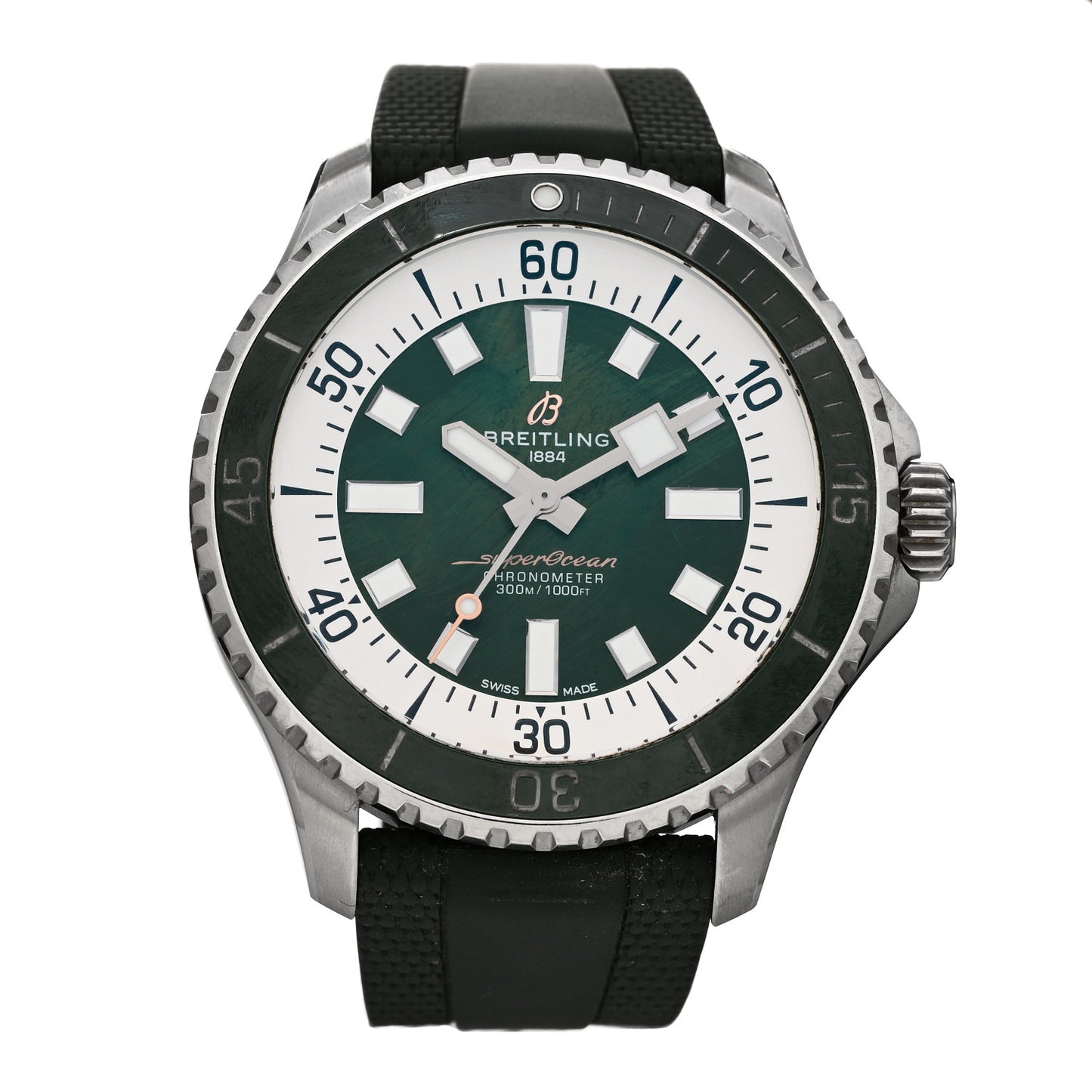 Stainless Steel Rubber 44mm SuperOcean Automatic Watch Green A17376A31L1A1
