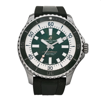 Breitling Stainless Steel Rubber 44mm SuperOcean Automatic Watch Green A17376A31L1A1 1 of 4