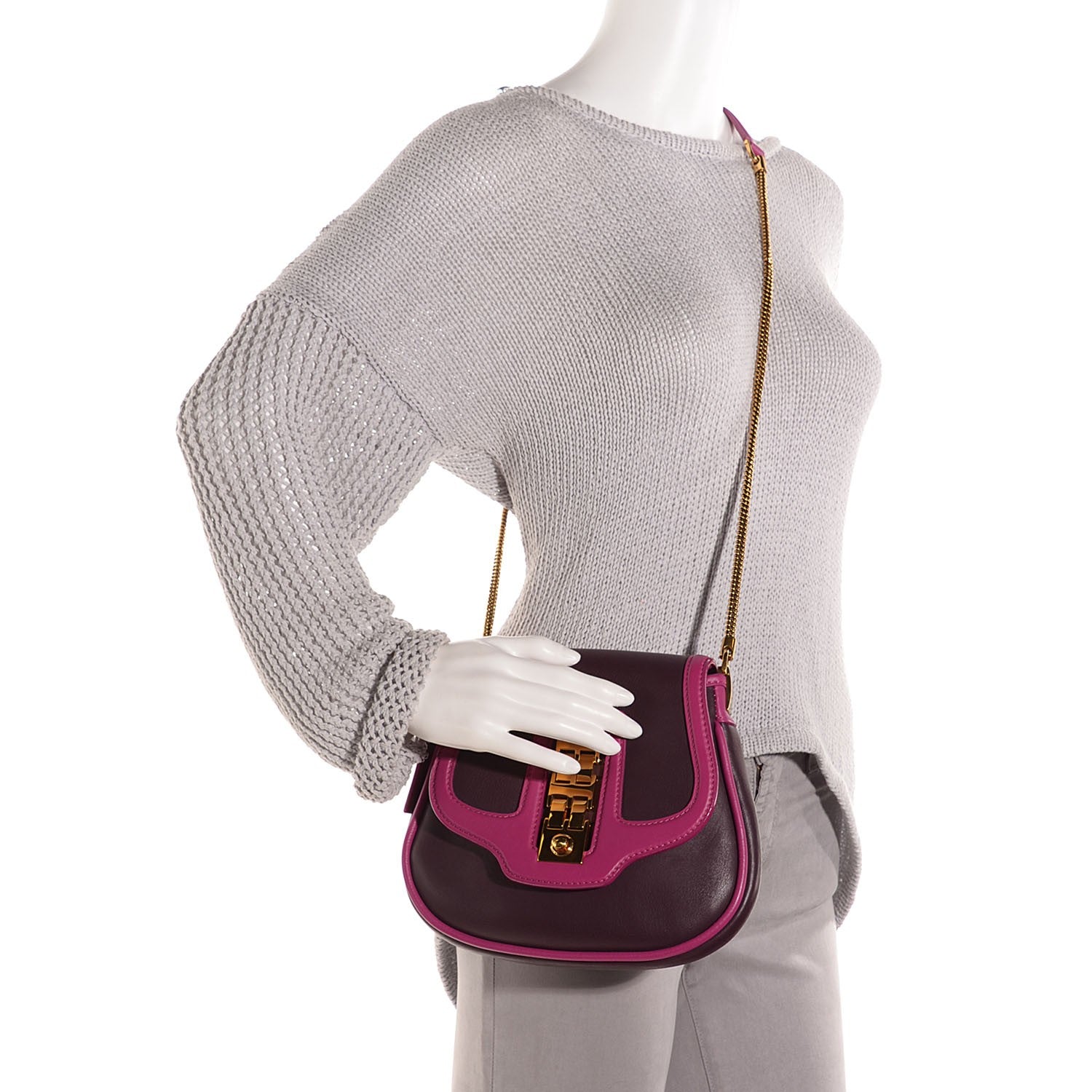 Louis Vuitton Cuir Art Deco Trapeze Prune Cyclamen 2 of 7