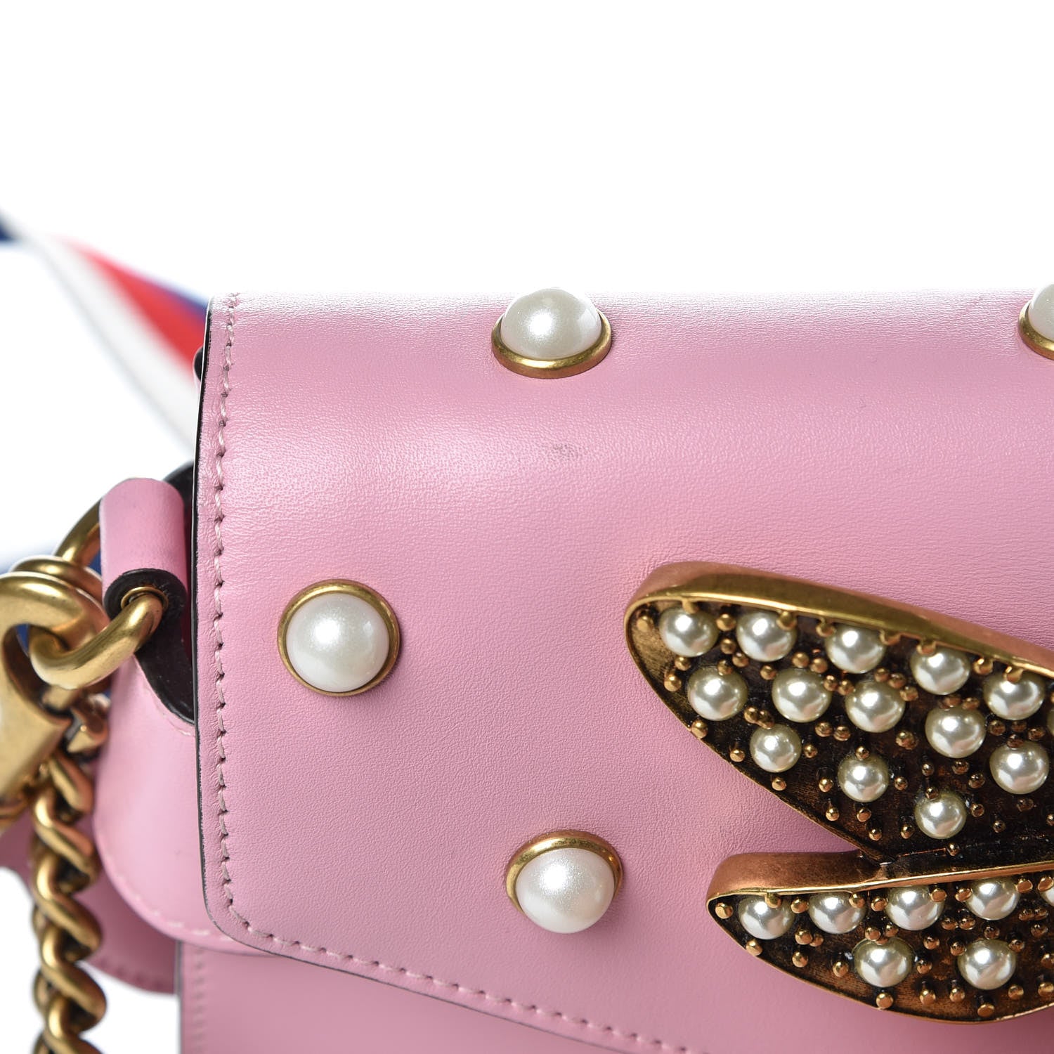 Gucci Nappa Pearl Studded Mini Queen Margaret Broadway Shoulder Bag Sugar Pink 13 of 13