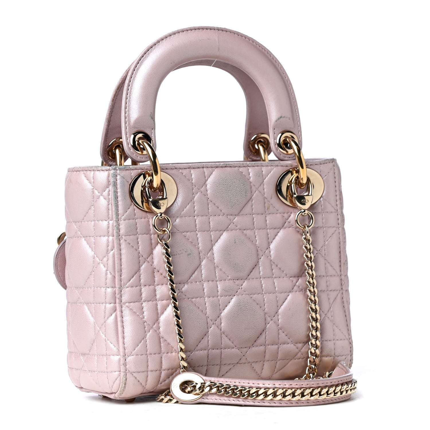 Christian Dior Metallic Lambskin Cannage Mini Lady Dior Lotus 2 of 7