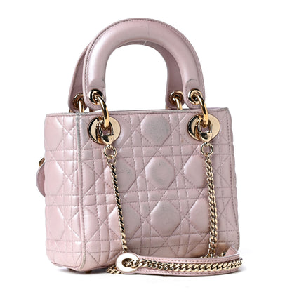 Christian Dior Metallic Lambskin Cannage Mini Lady Dior Lotus 2 of 7