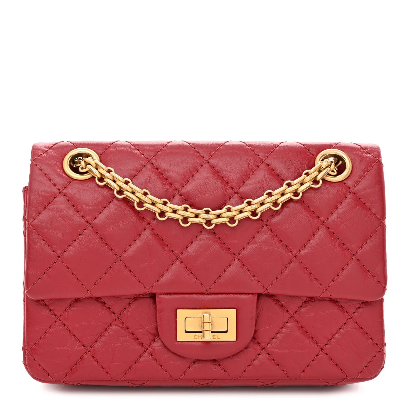 Aged Calfskin Quilted 2.55 Reissue Mini Flap Red