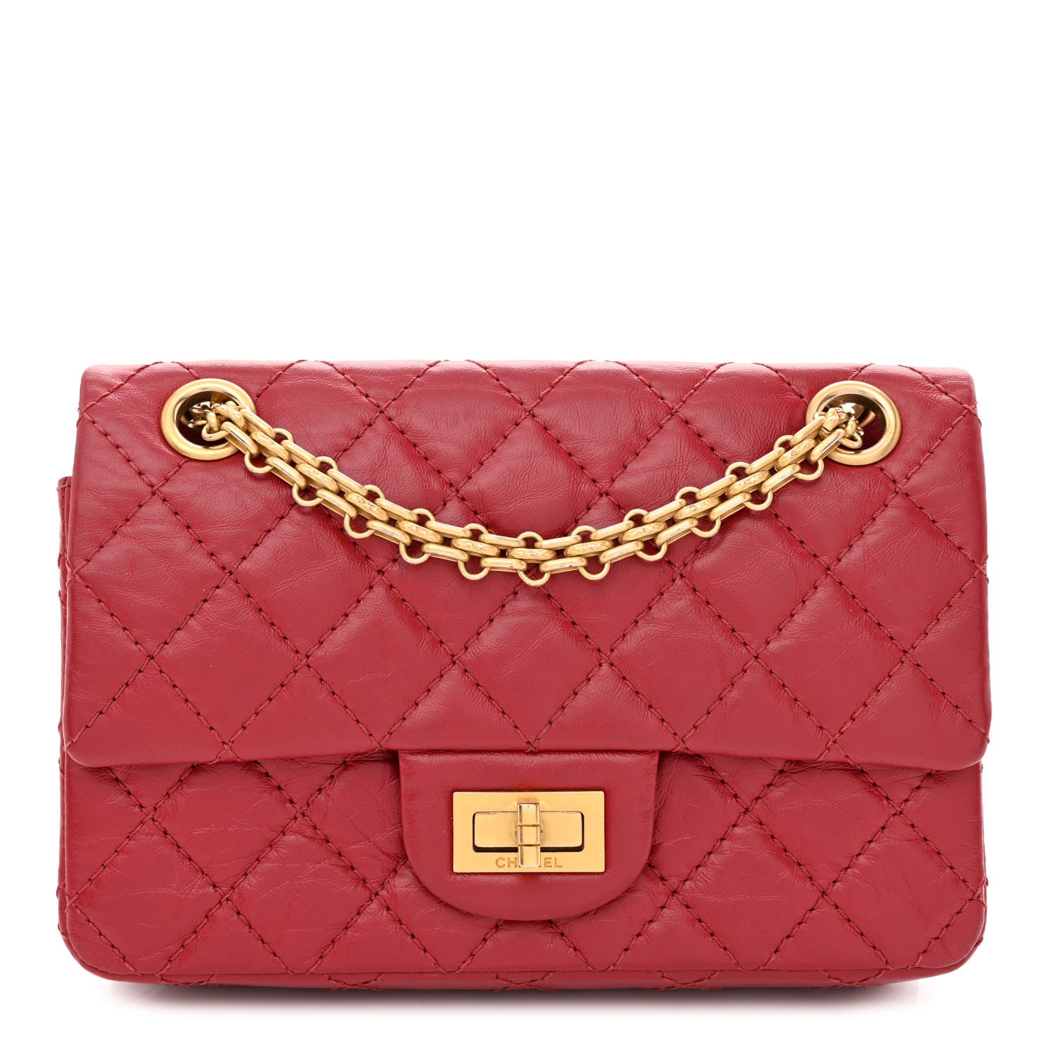 Chanel Aged Calfskin Quilted 2.55 Reissue Mini Flap Red 1 of 11