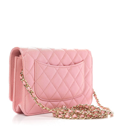 Chanel Iridescent Caviar Quilted Wallet on Chain WOC Rose Pink 2 of 11