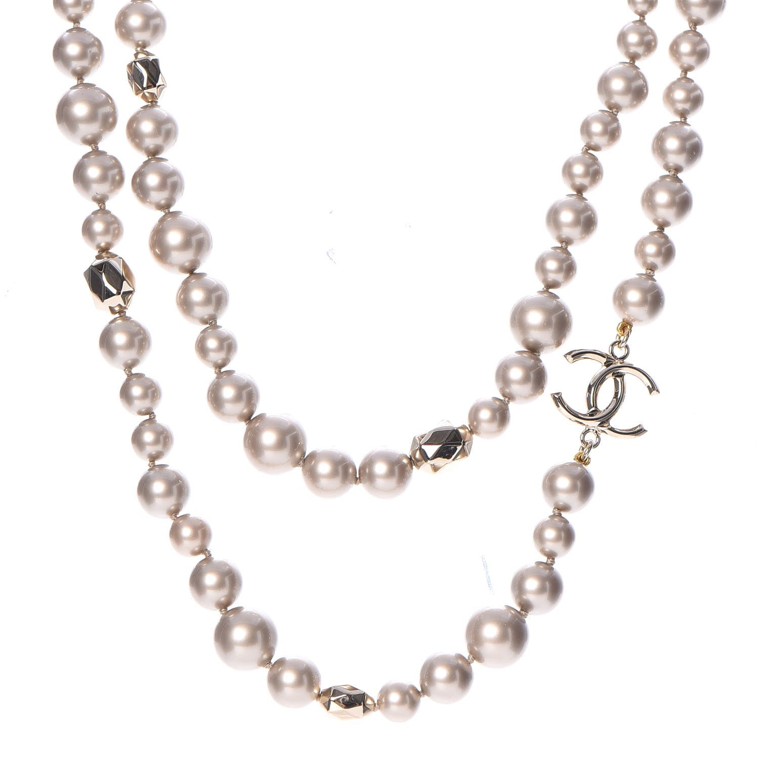Chanel Resin Pearl CC Short Necklace in Golden Pearly Beige 1 of 5