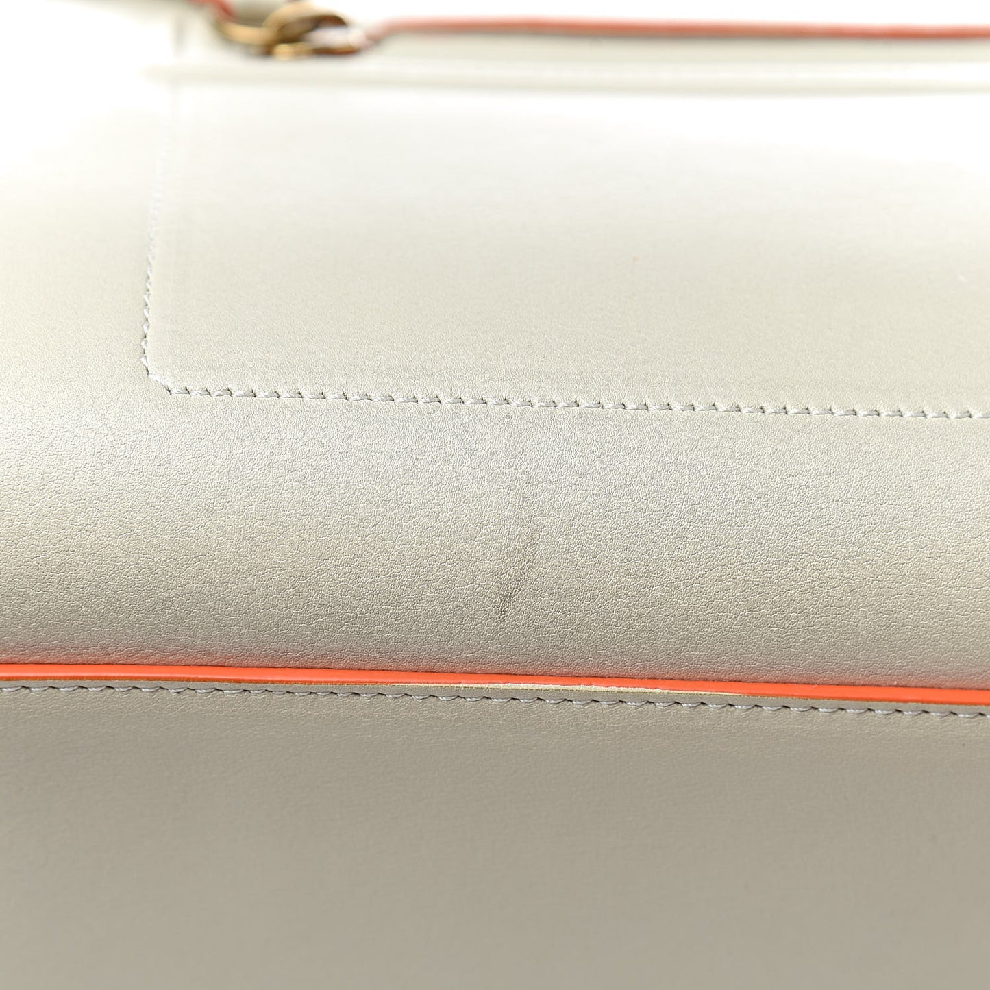 Smooth Calfskin Medium Phantom Luggage Chalk Orange Trim