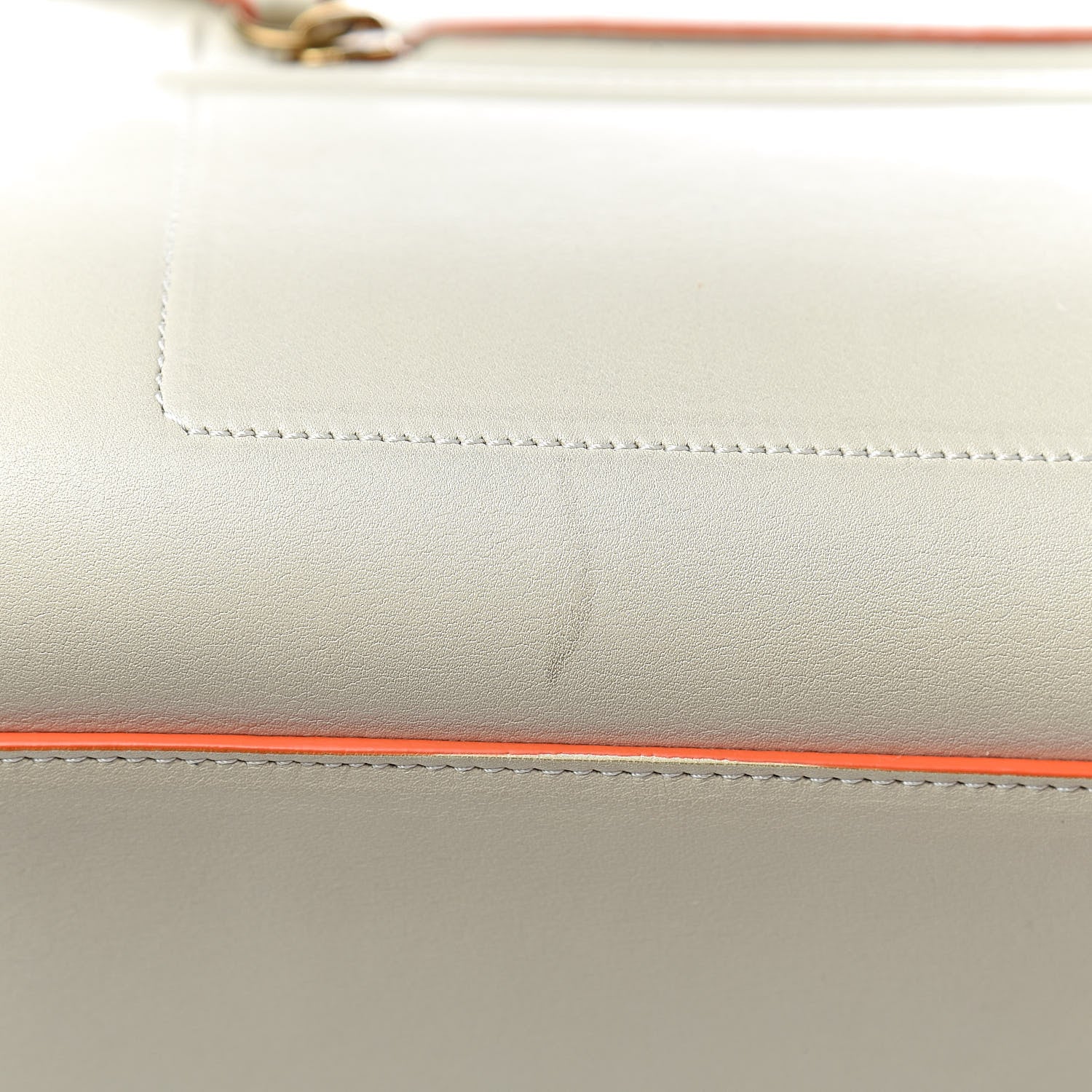 Celine Smooth Calfskin Medium Phantom Luggage Chalk Orange Trim 12 of 13