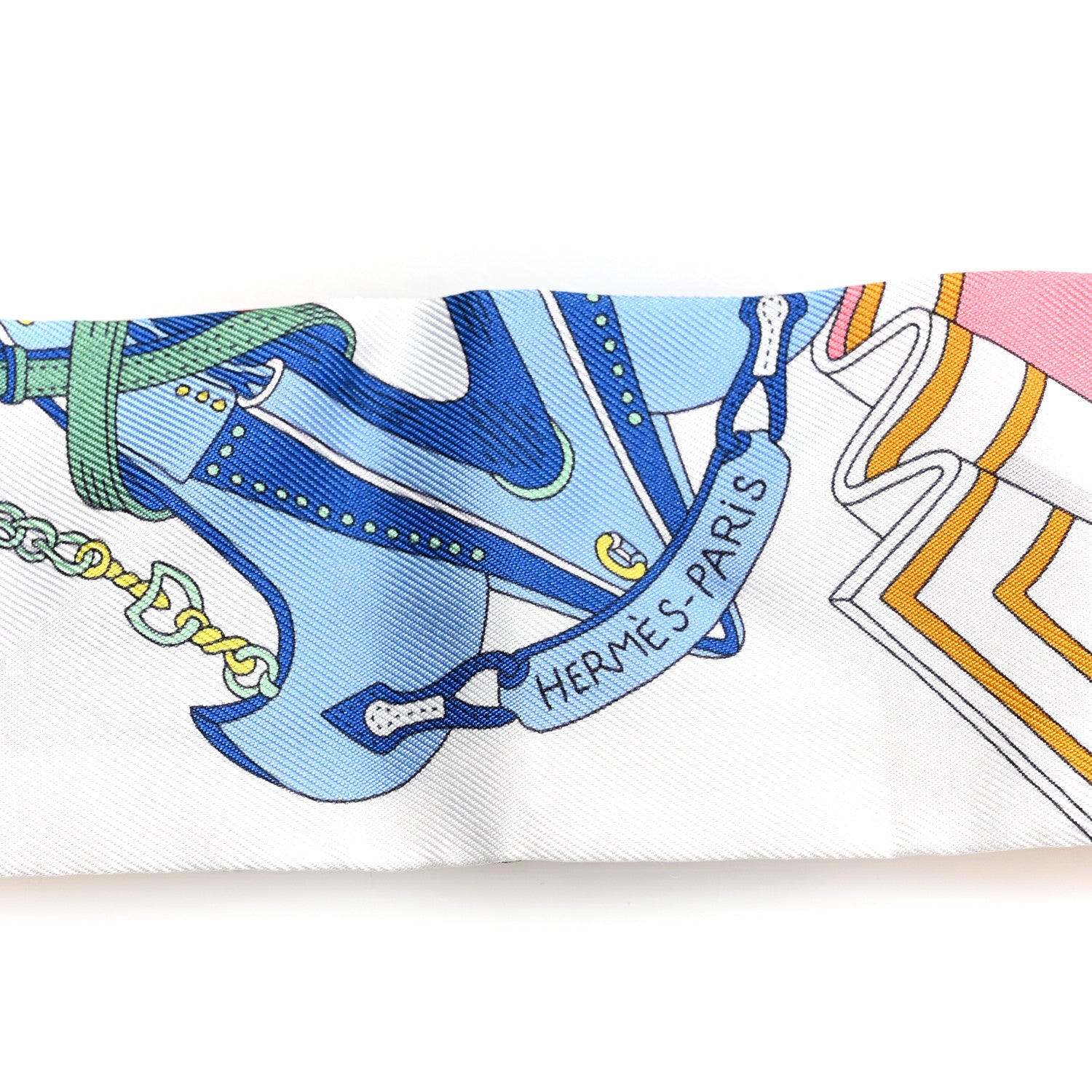 Hermes Silk Bouquets Selliers Twilly Rose Bleu Rouge Multi 3 of 5