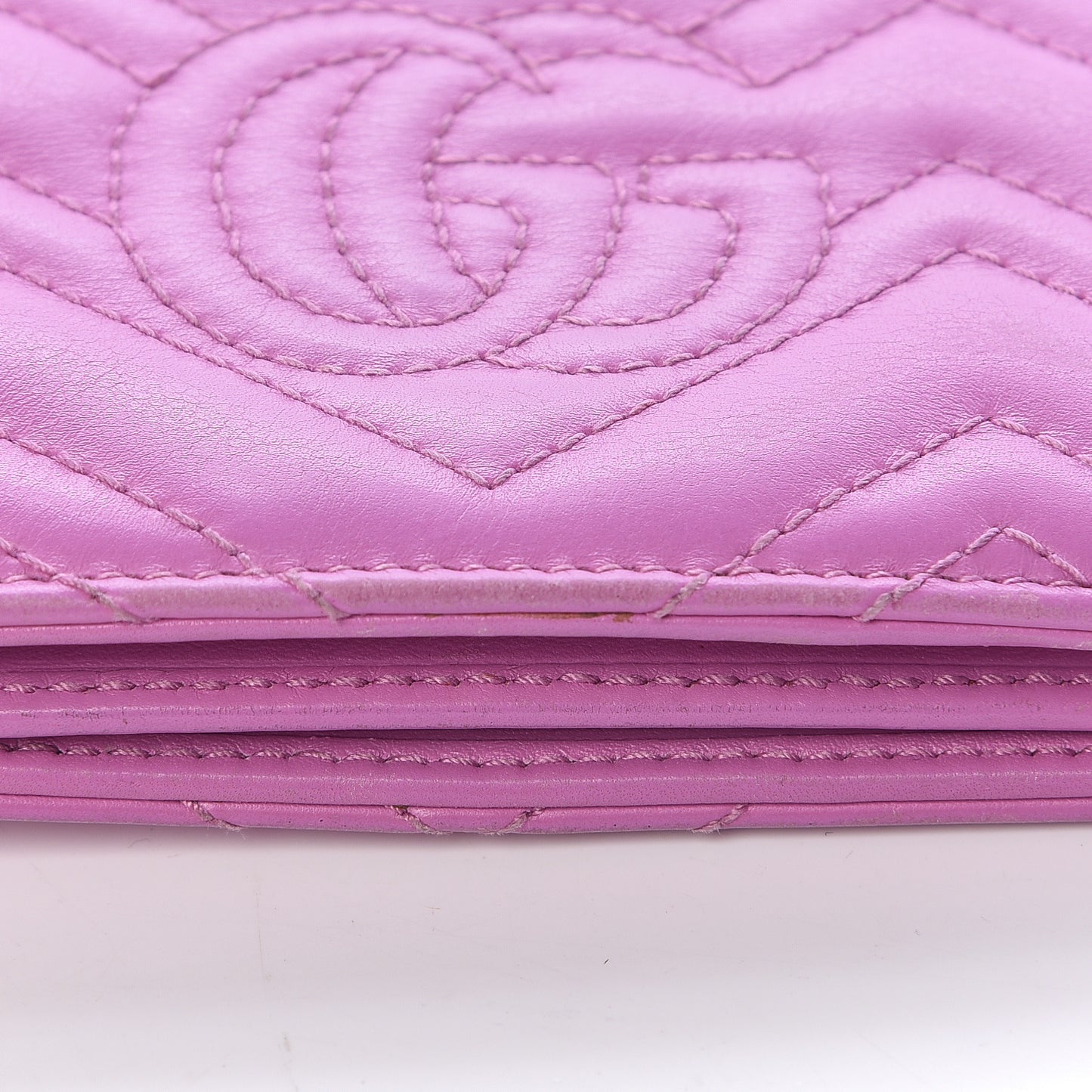 Calfskin Matelasse GG Marmont Card Case Candy Mousse