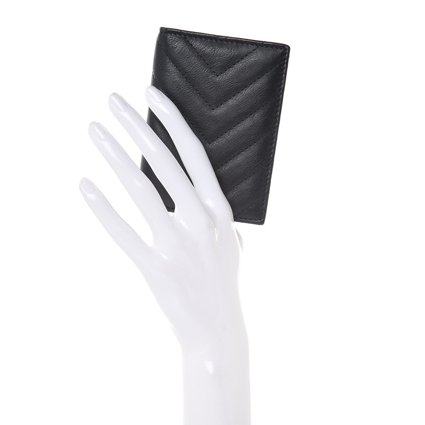 Sheepskin Chevron Card Holder Wallet Black