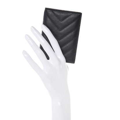 Chanel Sheepskin Chevron Card Holder Wallet Black 2 of 10