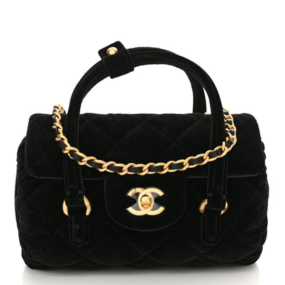 Chanel Velvet Quilted Mini Top Handle Flap Black 1 of 11