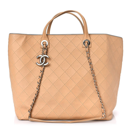 Chanel Calfskin Stitched Large Shopping Tote Beige 1 of 11