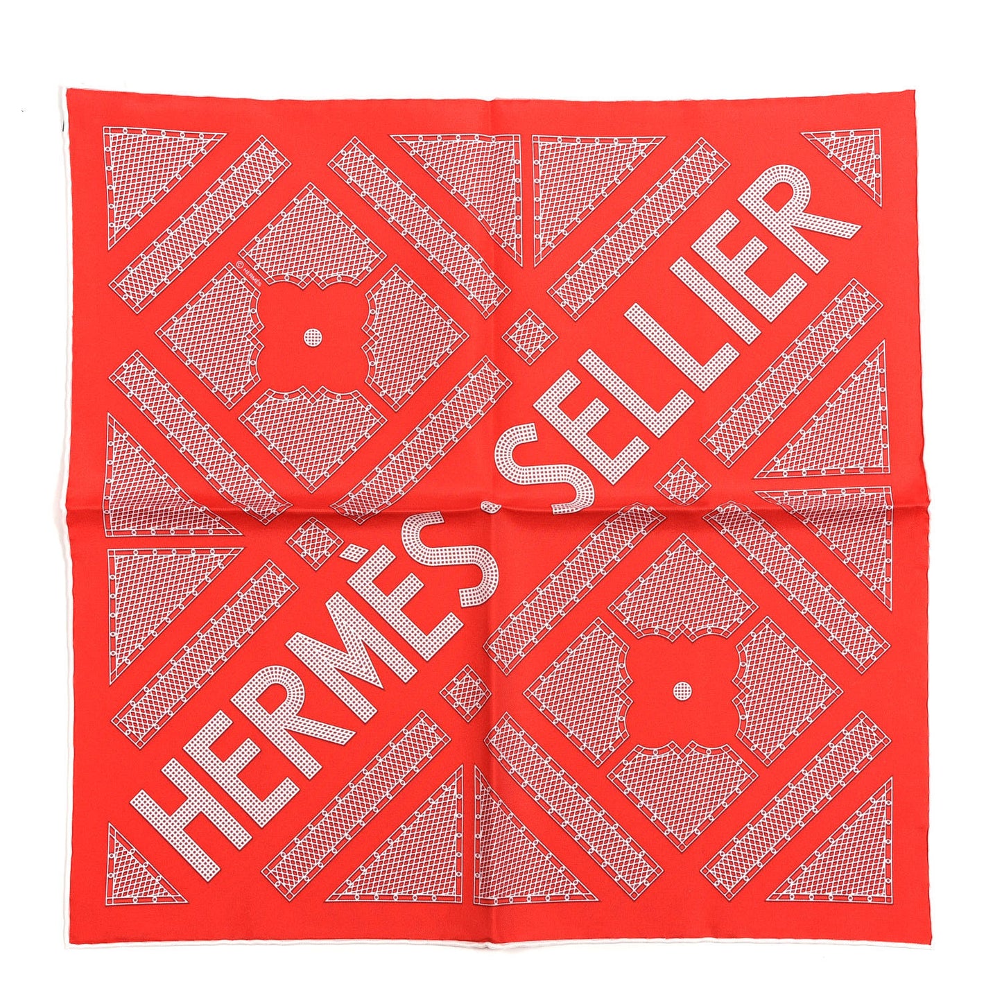 Silk Gavroche Sellier Pocket Square Scarf Rouge White