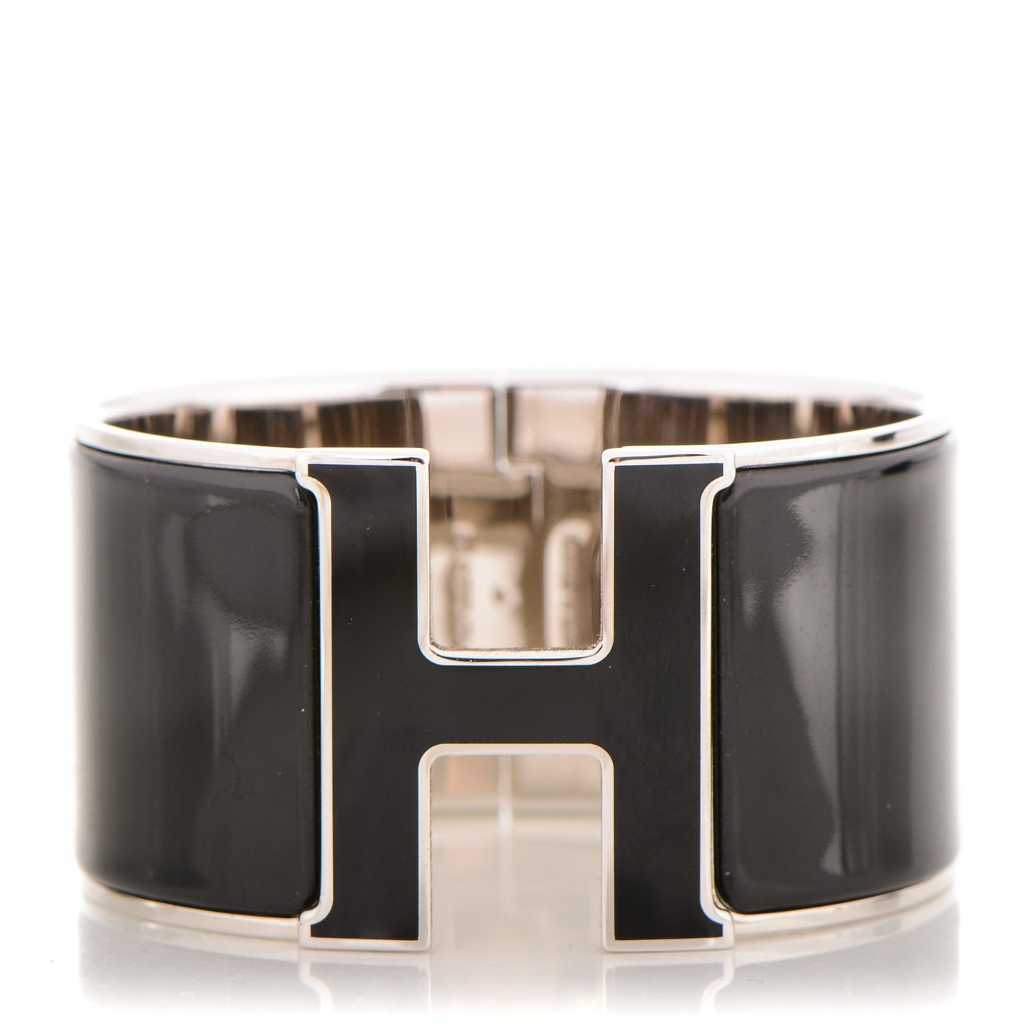 Enamel Extra Wide Clic H Bracelet GM Black
