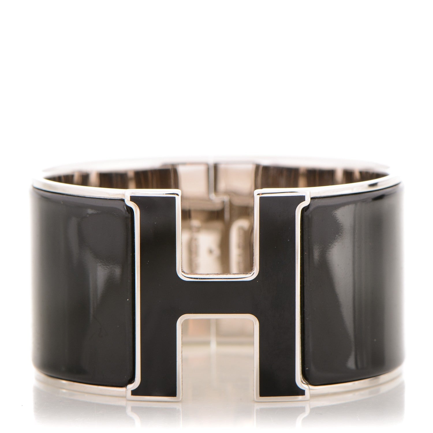Hermes Enamel Extra Wide Clic H Bracelet GM Black 1 of 4