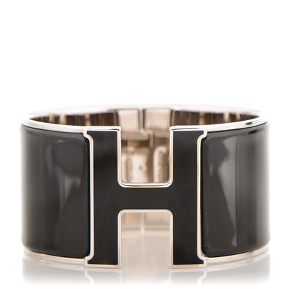 Hermes Enamel Extra Wide Clic H Bracelet GM Black 1 of 4