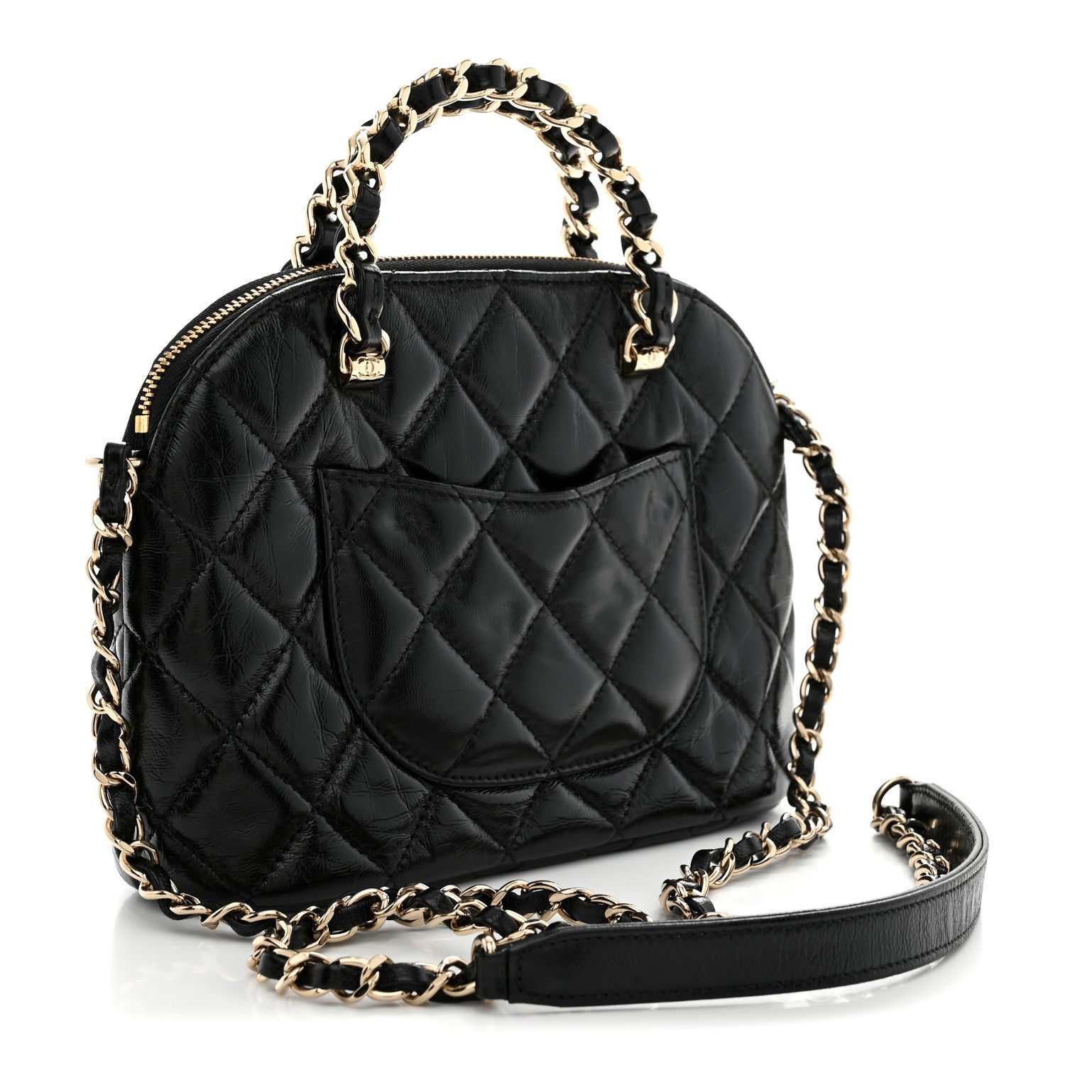 Chanel Shiny Lambskin Quilted Shiny Coco Clutch With Chain Black 3 of 11