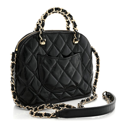 Chanel Shiny Lambskin Quilted Shiny Coco Clutch With Chain Black 3 of 11