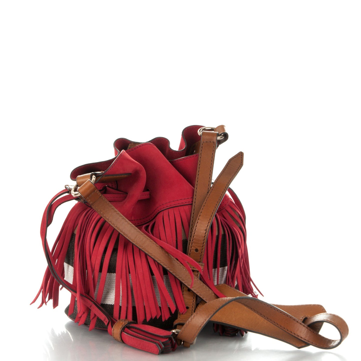 Suede Fringe Small Belgrove Bucket Bag Red