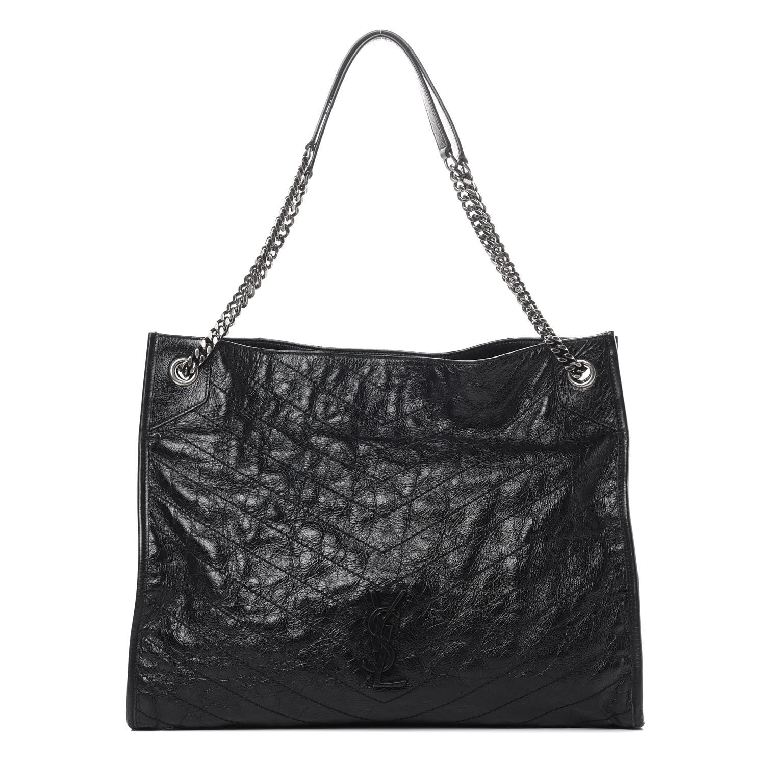 Saint Laurent Crinkled Calfskin Matelasse Monogram Niki Shoulder Bag Black 1 of 18