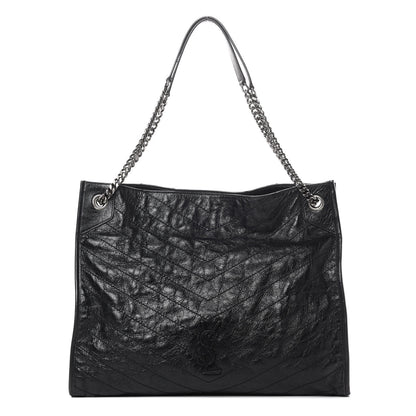 Saint Laurent Crinkled Calfskin Matelasse Monogram Niki Shoulder Bag Black 1 of 18