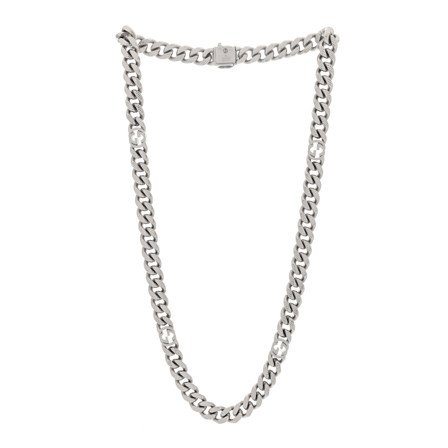 Palladium Interlocking G Gurmette Chain Necklace Silver