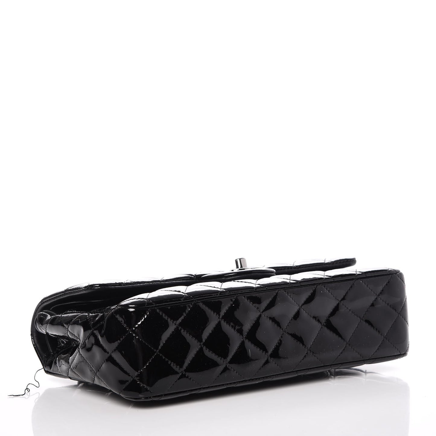 Patent Quilted Medium Double Flap Black