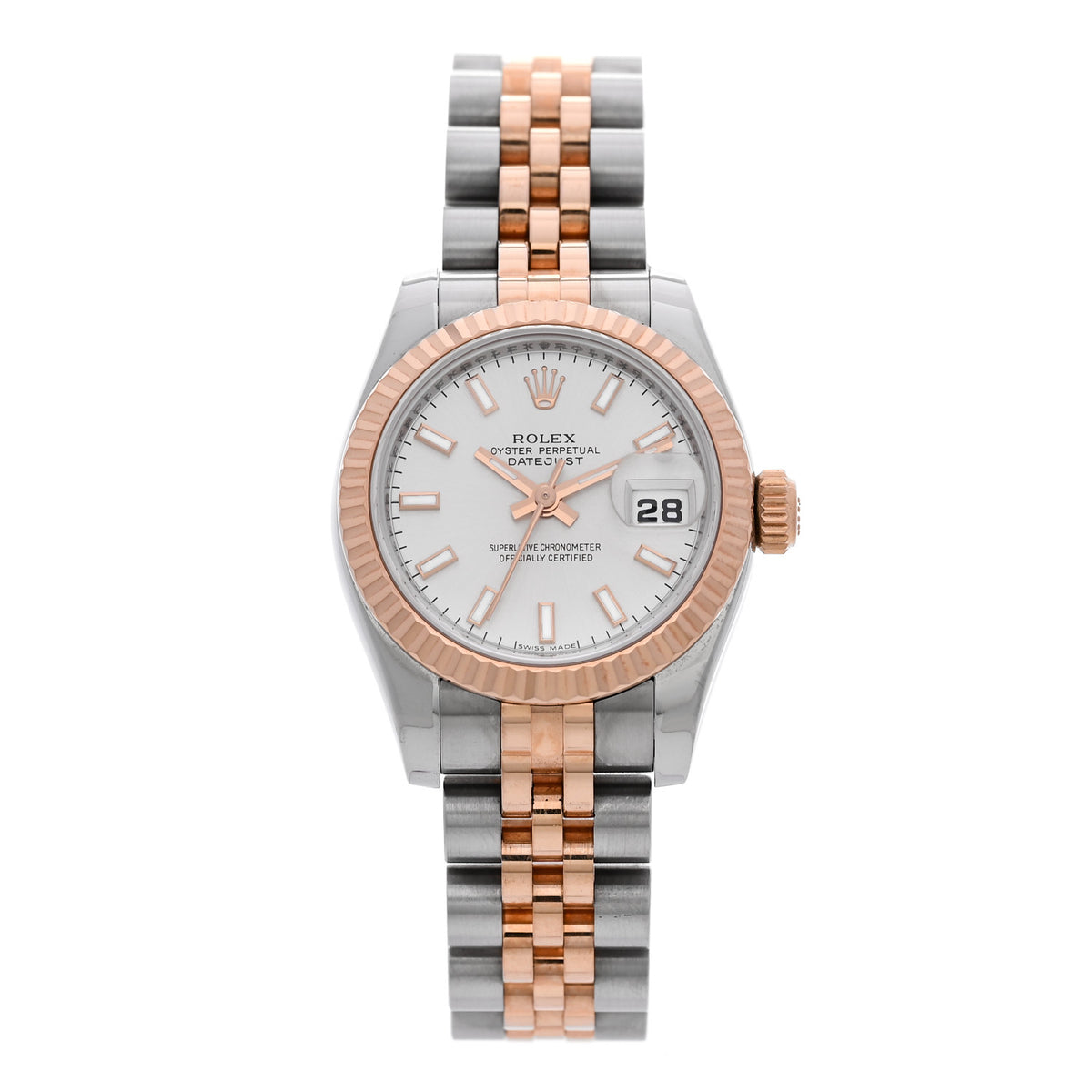 Rolex Stainless Steel 18K Everose Gold 26mm Oyster Perpetual Datejust Watch Silver 179171 1 of 5