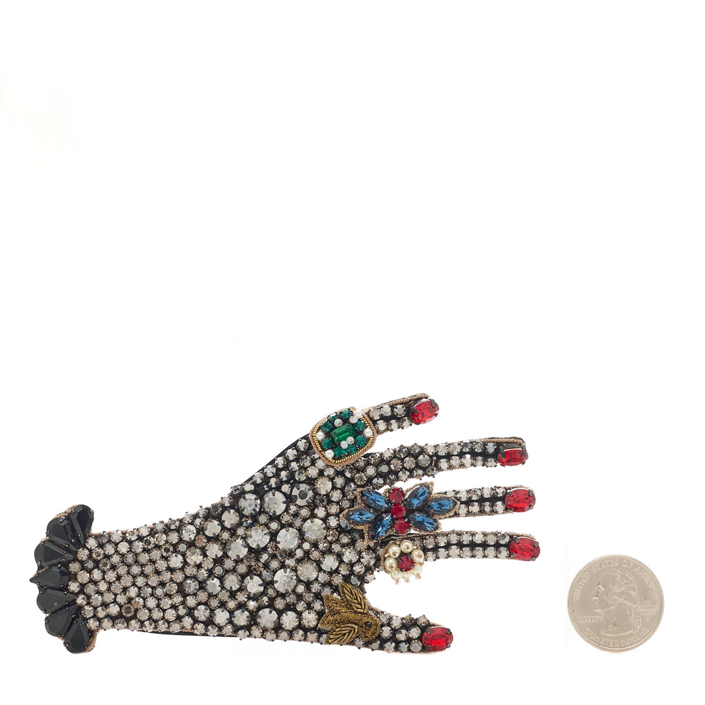Crystal Hand Brooch Multicolor