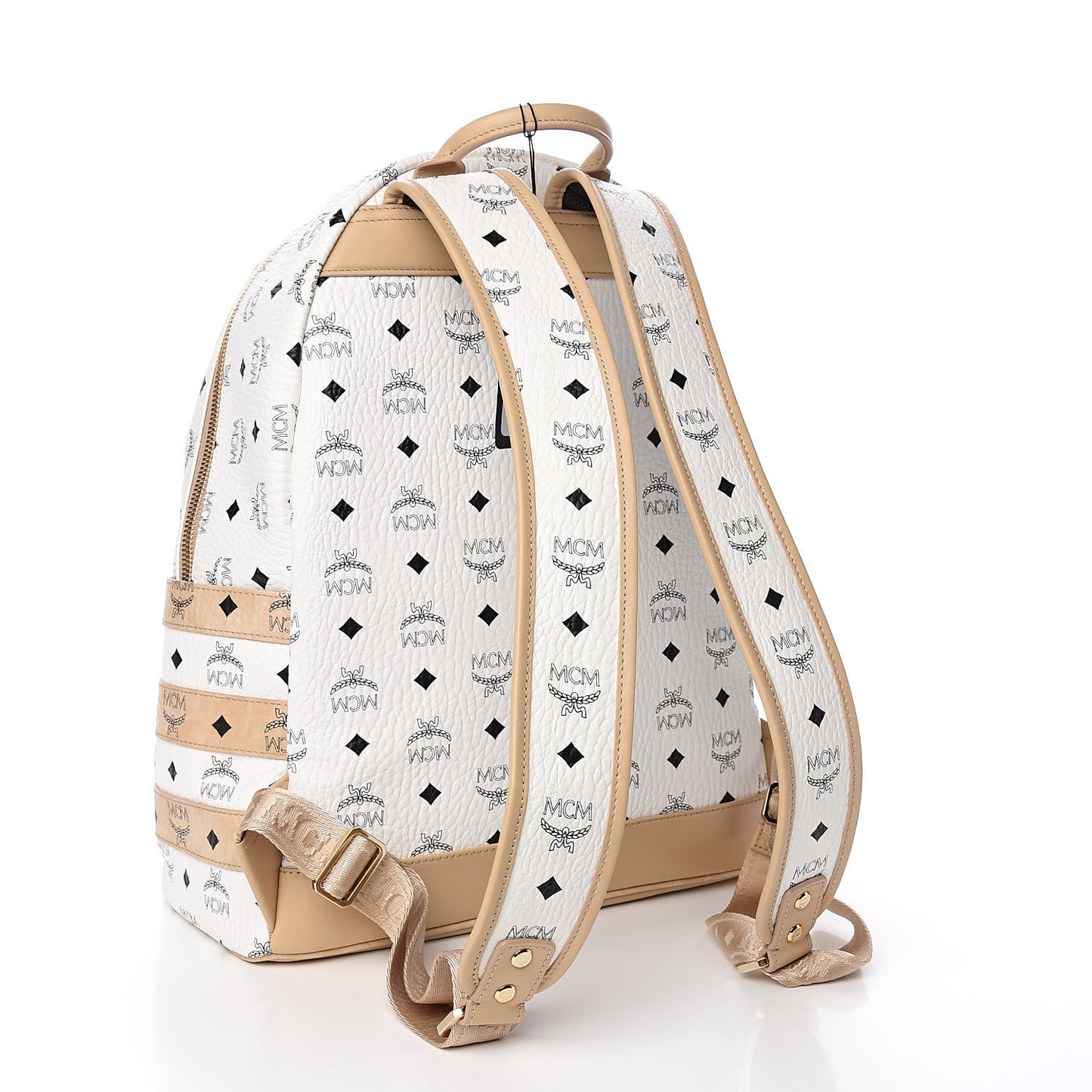 Metallic Visetos Striped Medium Stark Backpack White Beige