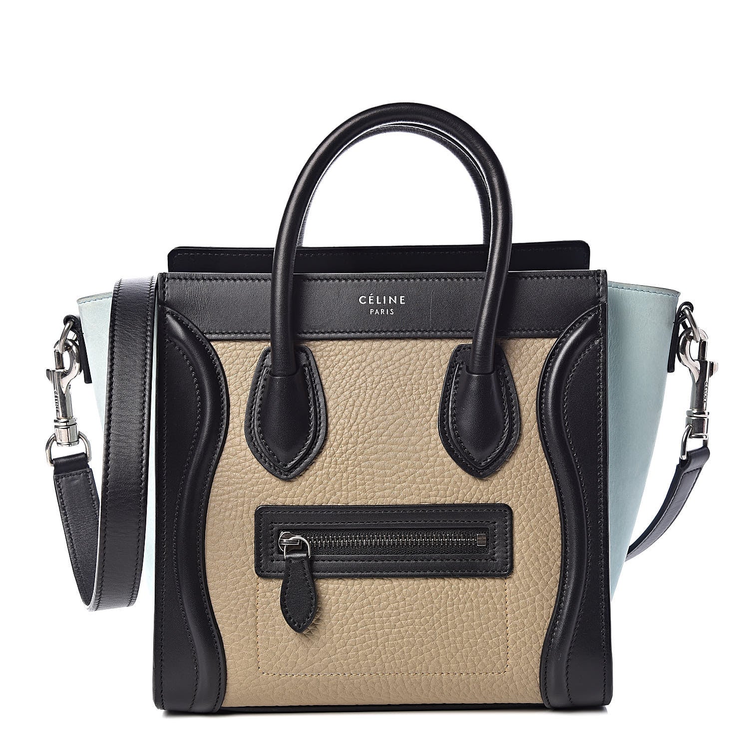Celine Drummed Calfskin Nano Tri-Color Luggage Antarctic 1 of 11