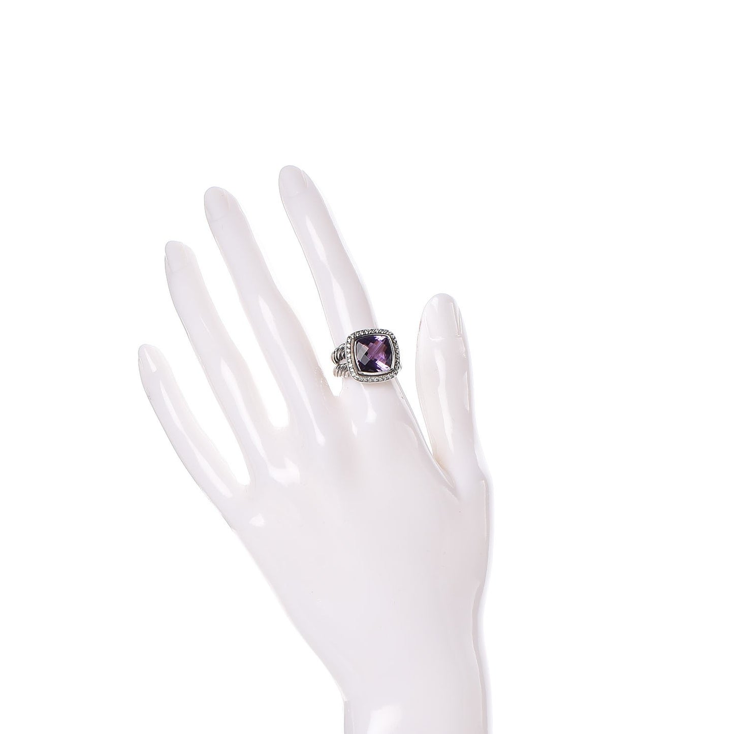 Sterling Silver Diamond Amethyst 11mm Albion Ring 52 6