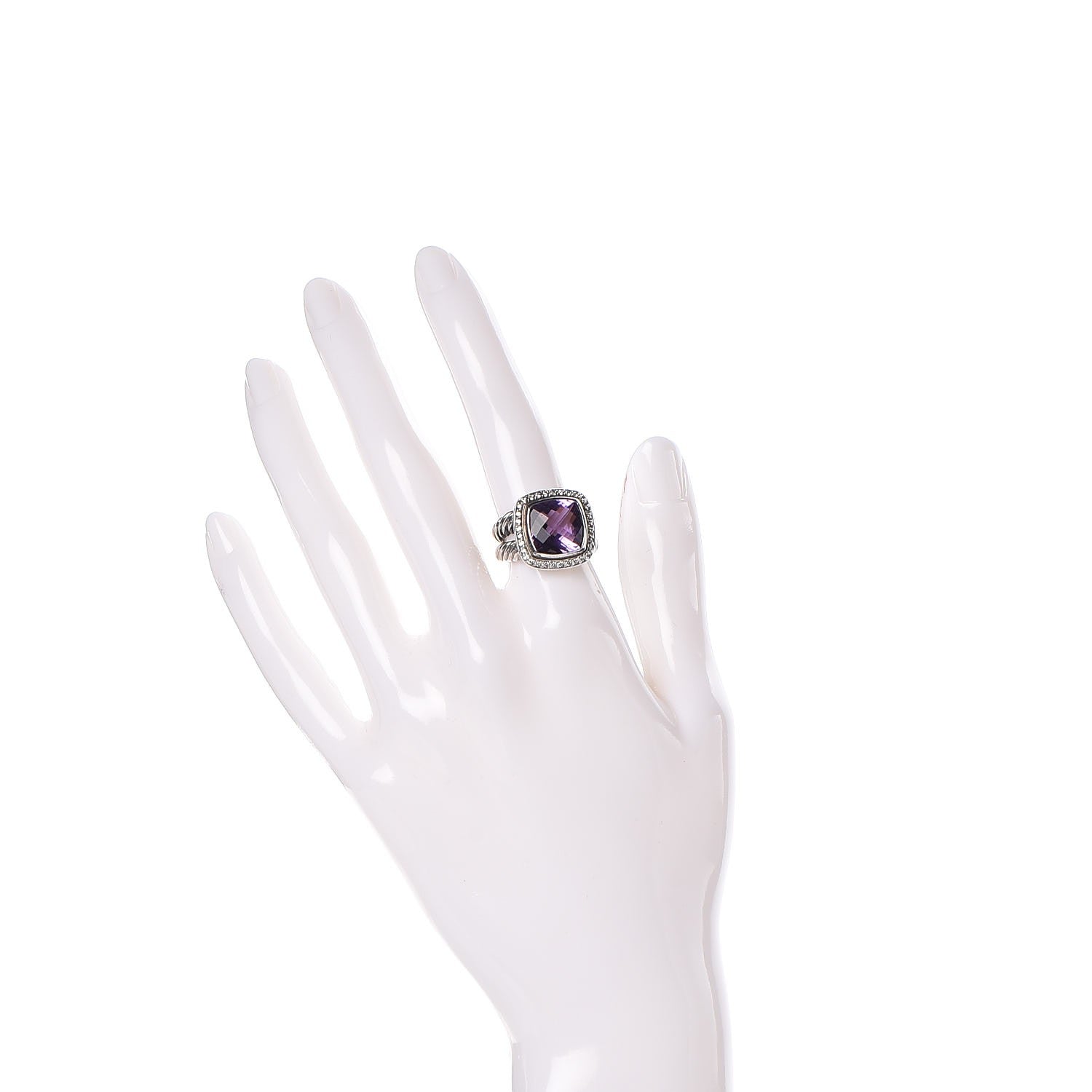 David Yurman Sterling Silver Diamond Amethyst 11mm Albion Ring 52 6 2 of 6