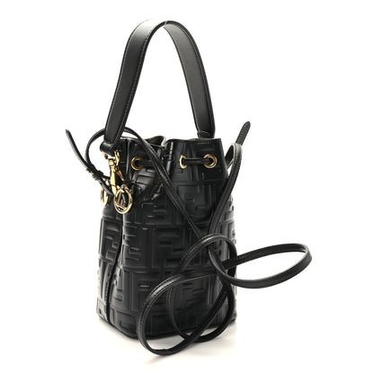 Fendi Vitello Liberty F is Fendi FF 1974 Embossed Mini Mon Tresor Bucket Bag Black 3 of 11
