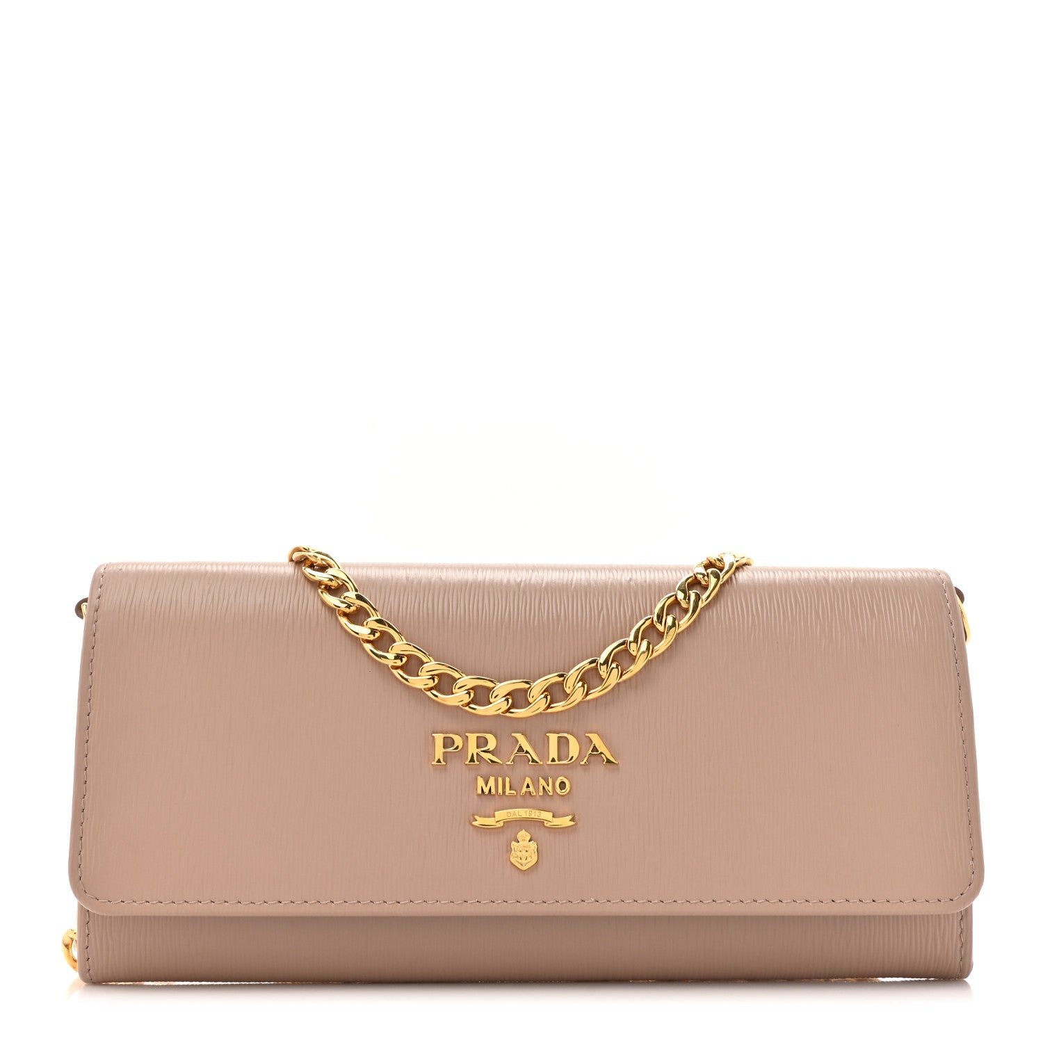 Prada Vitello Move Metal Oro Chain Wallet Cipria 1 of 10