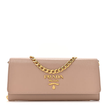 Prada Vitello Move Metal Oro Chain Wallet Cipria 1 of 10