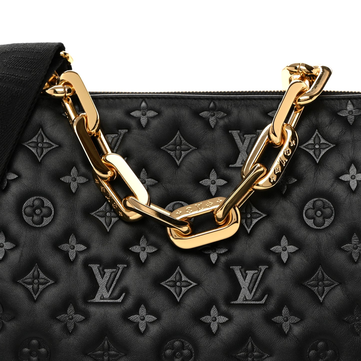 Lambskin Embossed Monogram Coussin MM Black