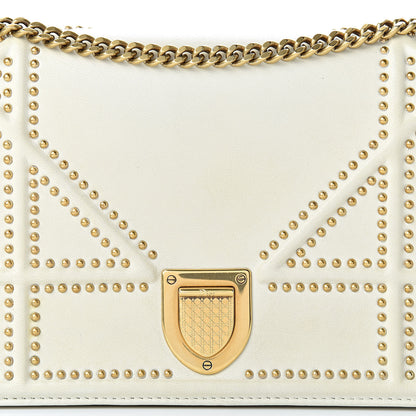 Christian Dior Calfskin Studded Diorama Wallet on Chain Pouch Off White 8 of 18