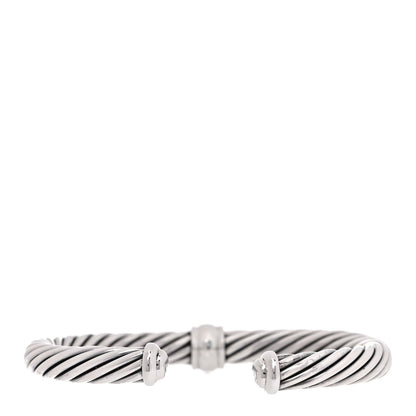 David Yurman Sterling Silver Black Diamond 7mm Cable Classics Station Bracelet 3 of 5