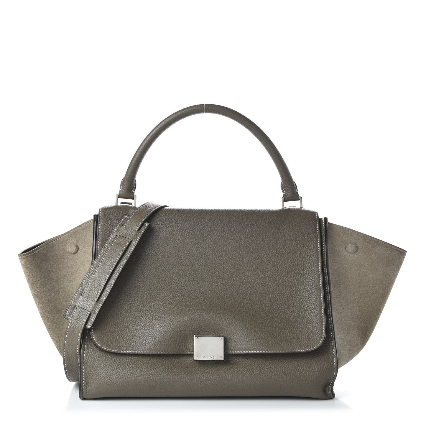 Drummed Calfskin Suede Medium Trapeze Souris