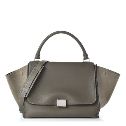 Celine Drummed Calfskin Suede Medium Trapeze Souris 1 of 10